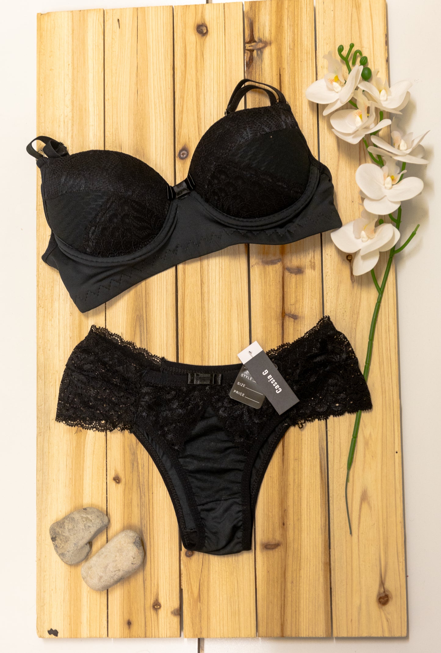 Black Rose Lacy Brazlian cheeky set