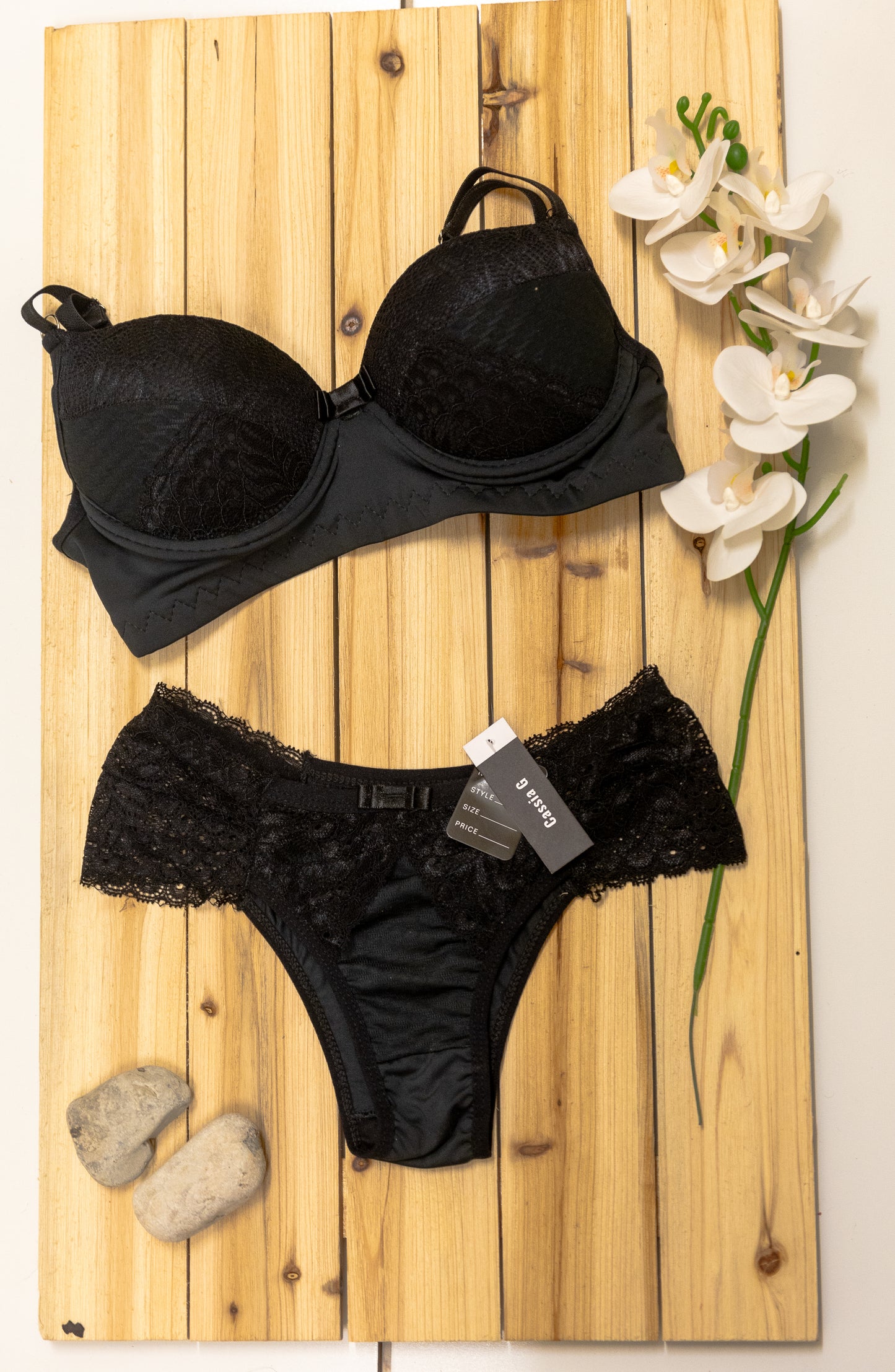 Black Rose Lacy Brazlian cheeky set