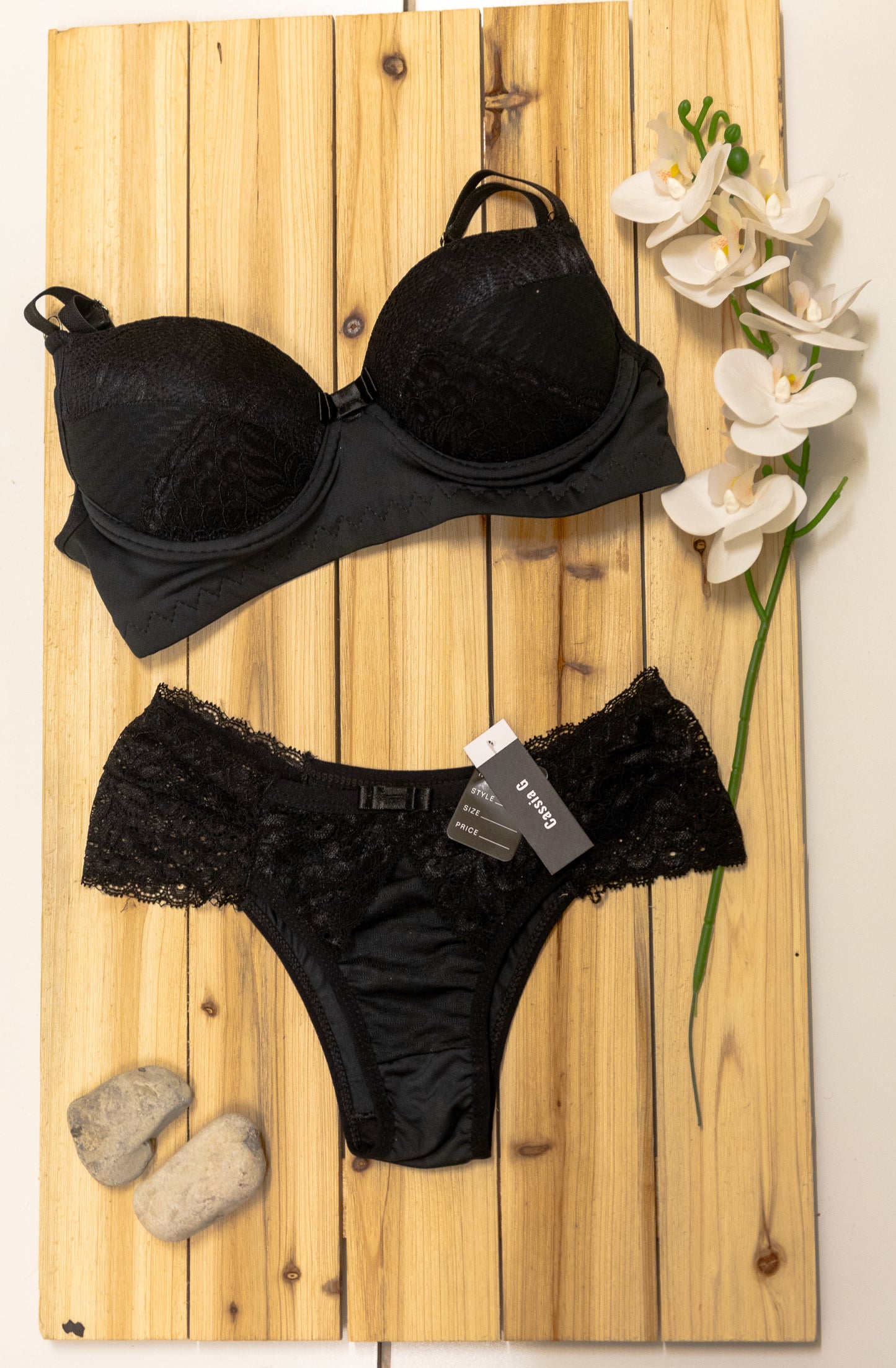 Black Rose Lacy Brazlian cheeky set